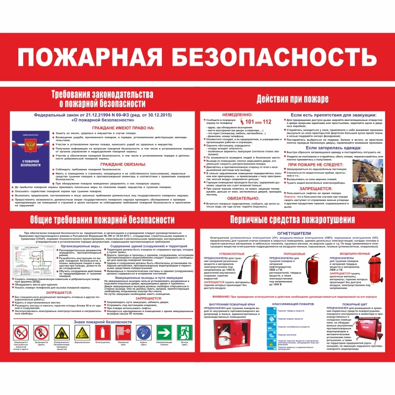 Стенд «Пожарная безопасность» (600x500 мм) без карманов