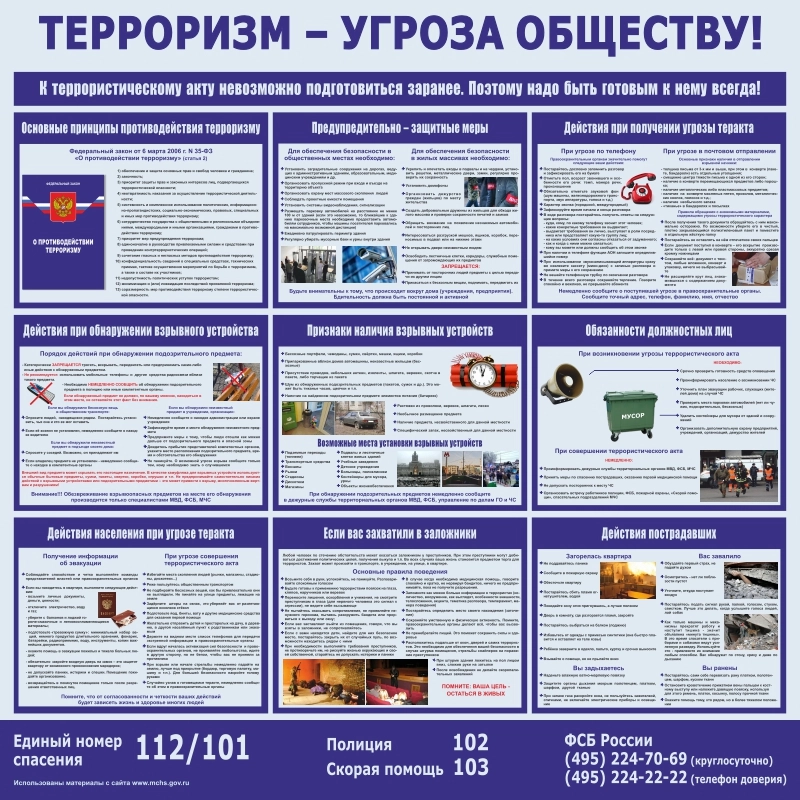 Стенд «Терроризм – угроза обществу» (1000x1000 мм) без карманов