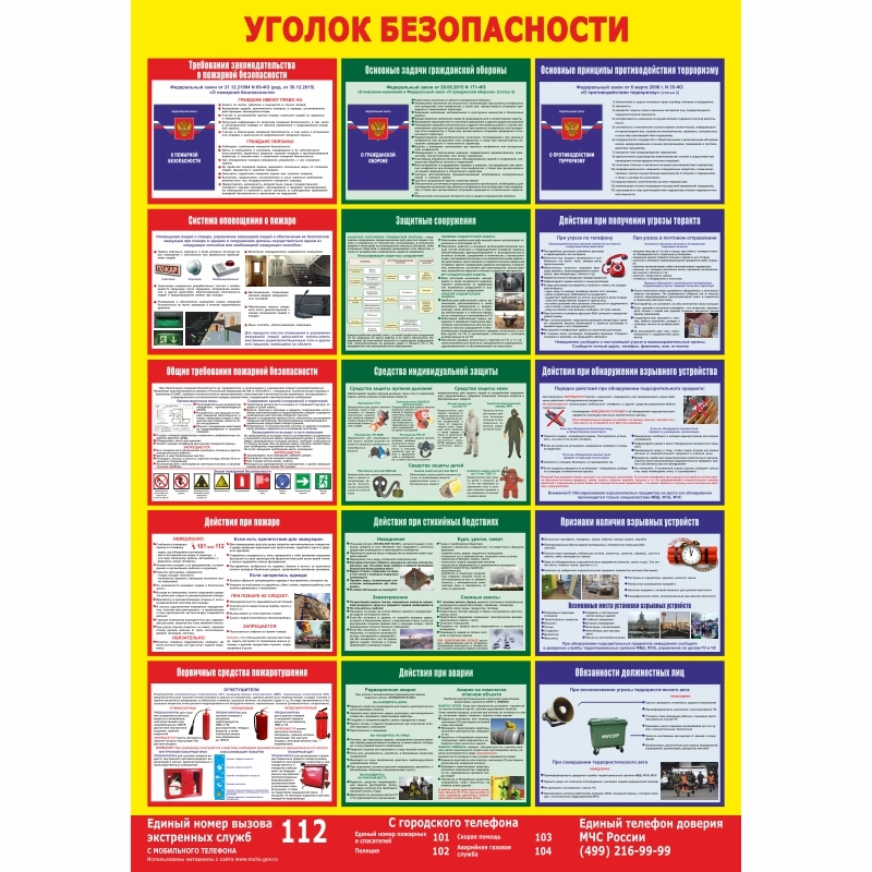 Стенд «Уголок безопасности ПГТ» (700x1000 мм) без карманов