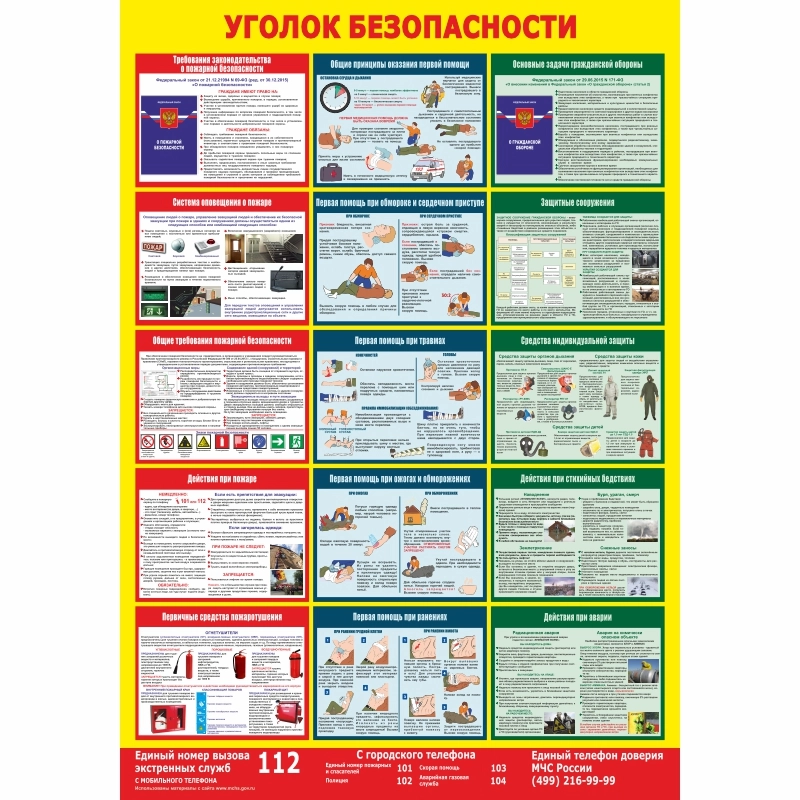 Стенд «Уголок безопасности ПМГ» (700x1000 мм) без карманов