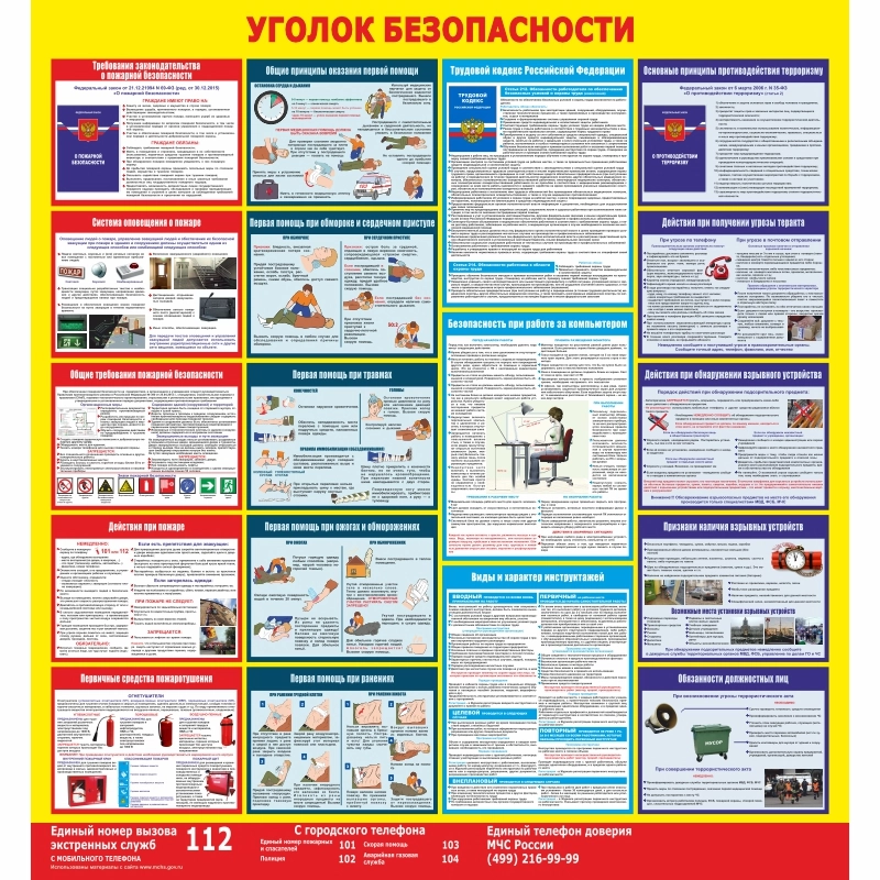 Стенд «Уголок безопасности ПМОТ» (930x1000 мм) без карманов