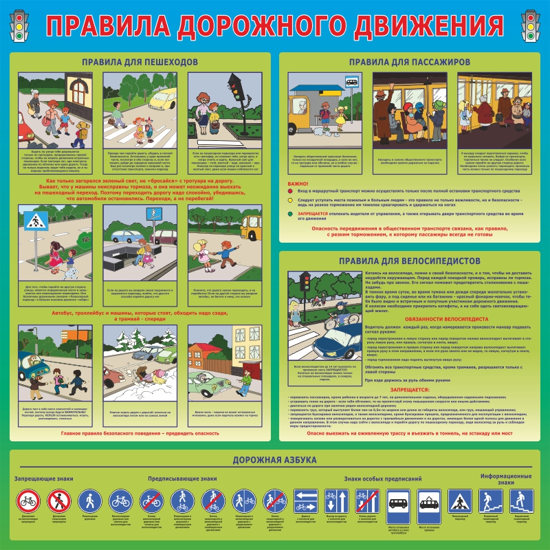 Стенд «Правила дорожного движения» (1000x1000 мм) без карманов