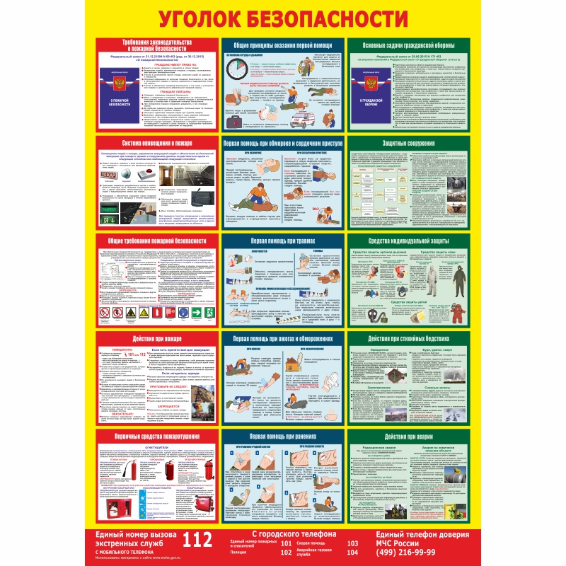 Стенд «Уголок безопасности ПМГ» (700x1000 мм) без карманов