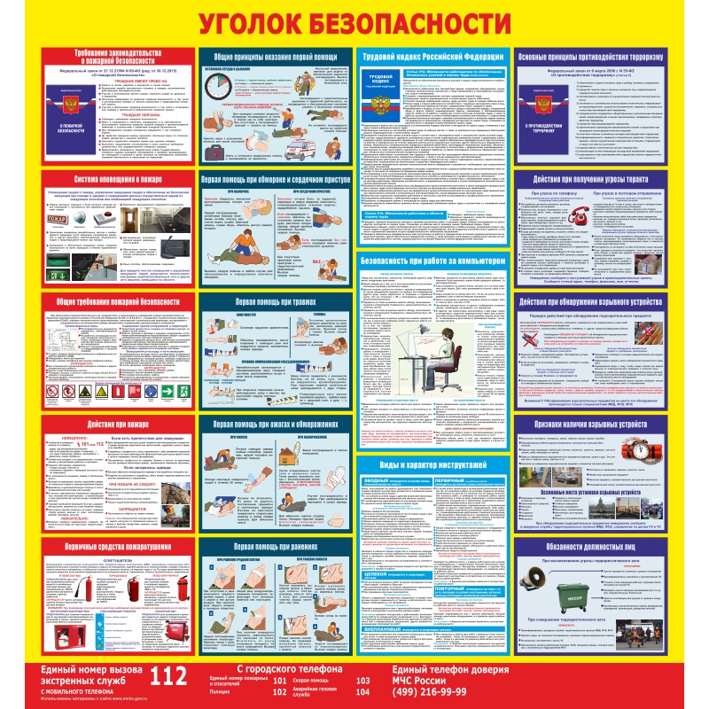 Стенд «Уголок безопасности ПМОТ» (930x1000 мм) без карманов